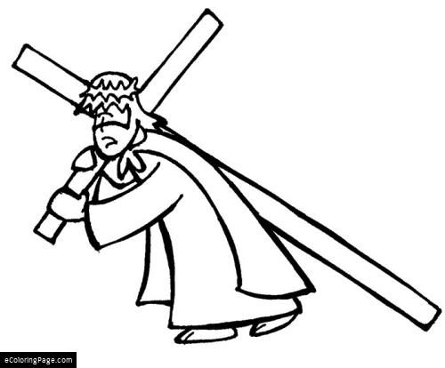 500x414 Lord Jesus God Almighty Carrying Cross Coloring Page Free