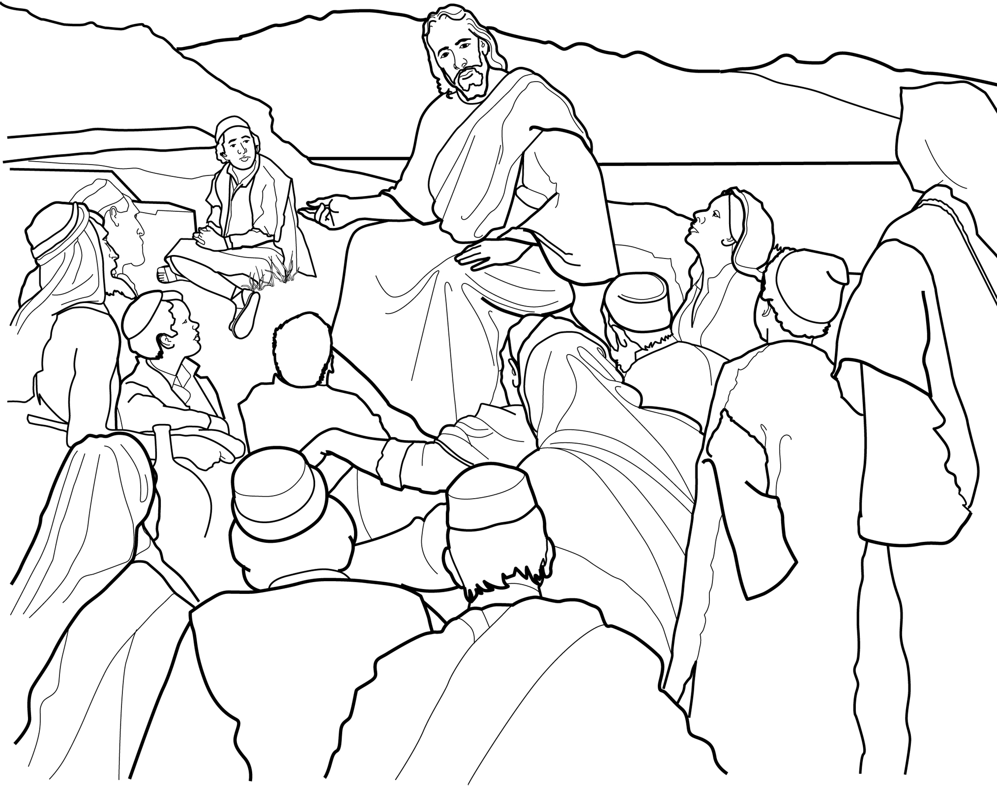 2028x1600 The Sermon On The Mount Coloring Page For Children