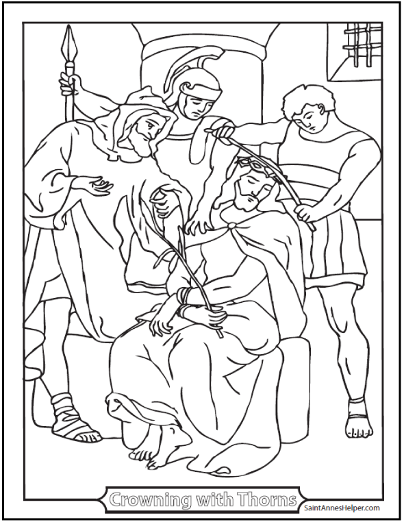 590x762 Christ With Crown Of Thorns Coloring Page Rosary Coloring Pages