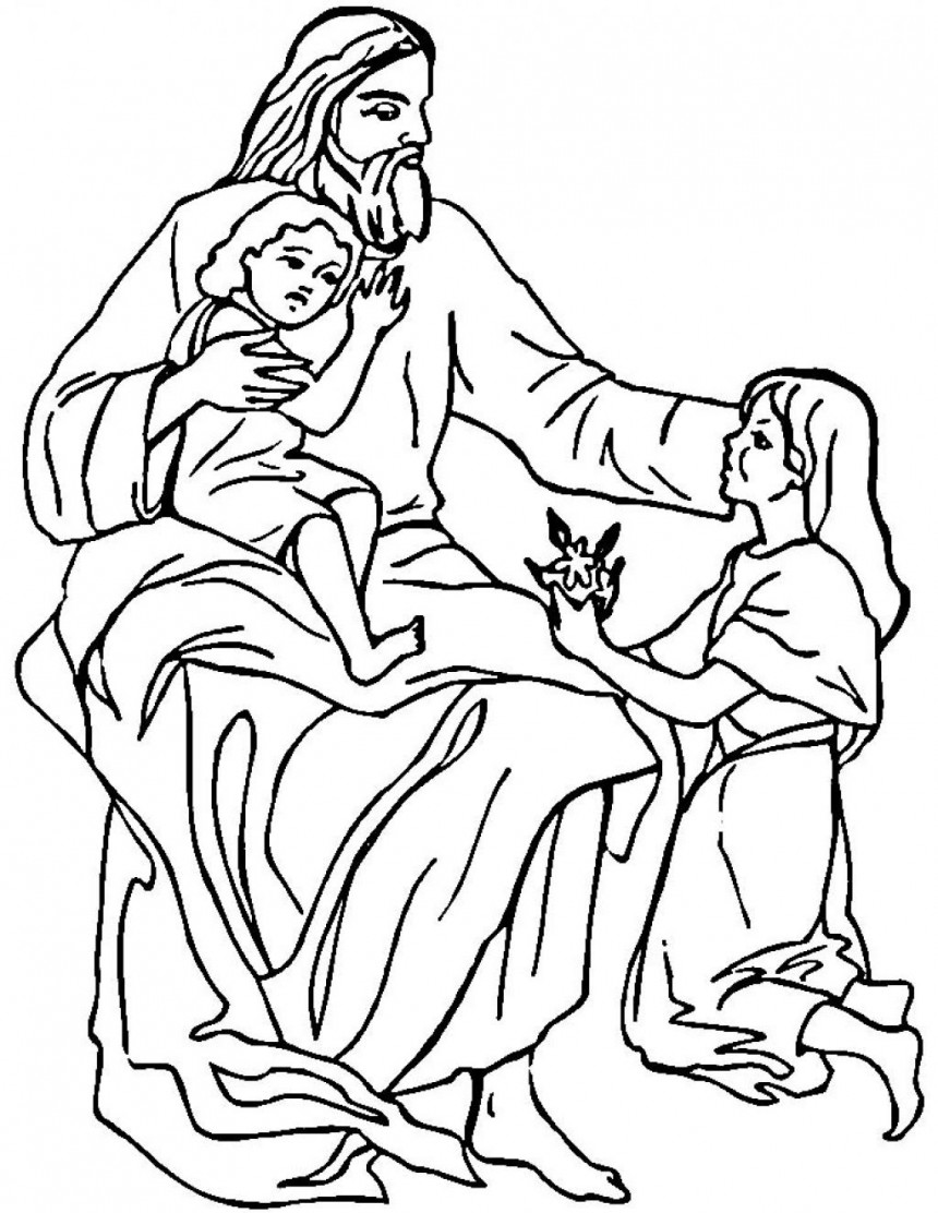 860x1112 Jesus And Children Free Coloring Page Kids, Love Coloring Pages