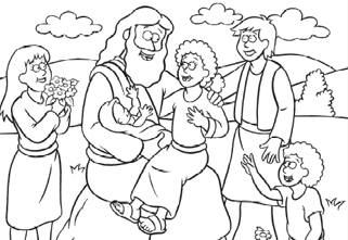 321x221 Free Coloring Page Jesus And The Children
