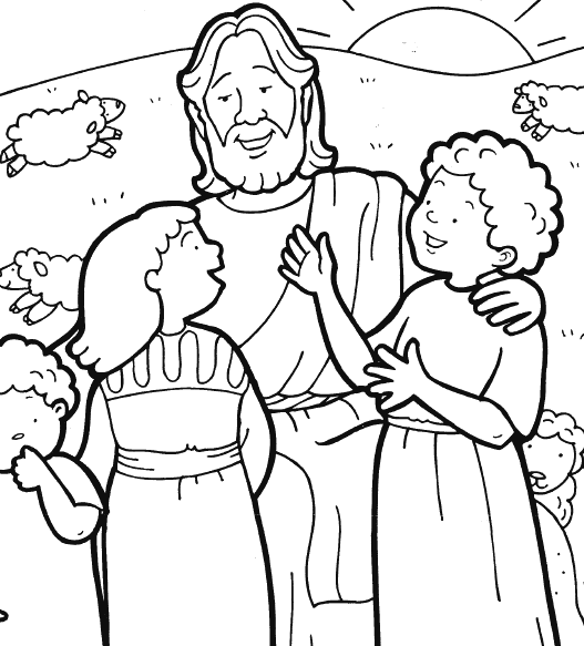 527x583 Sharing Jesus Coloring Page
