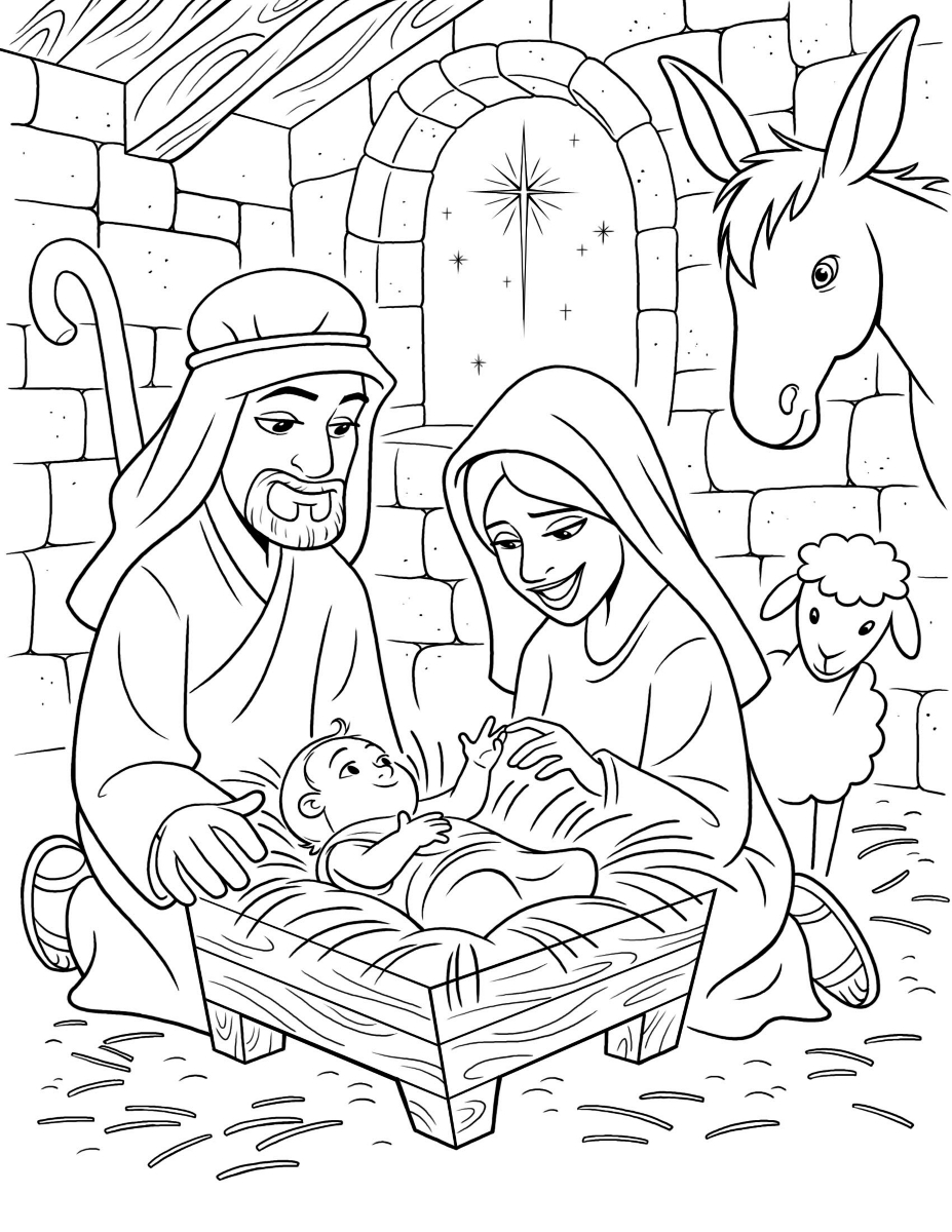 927x1200 Nativity Coloring Page Print Download True Baby Jesus