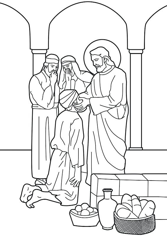 566x800 Jesus Heals The Blind Man Coloring Page Captivating Jesus Heals