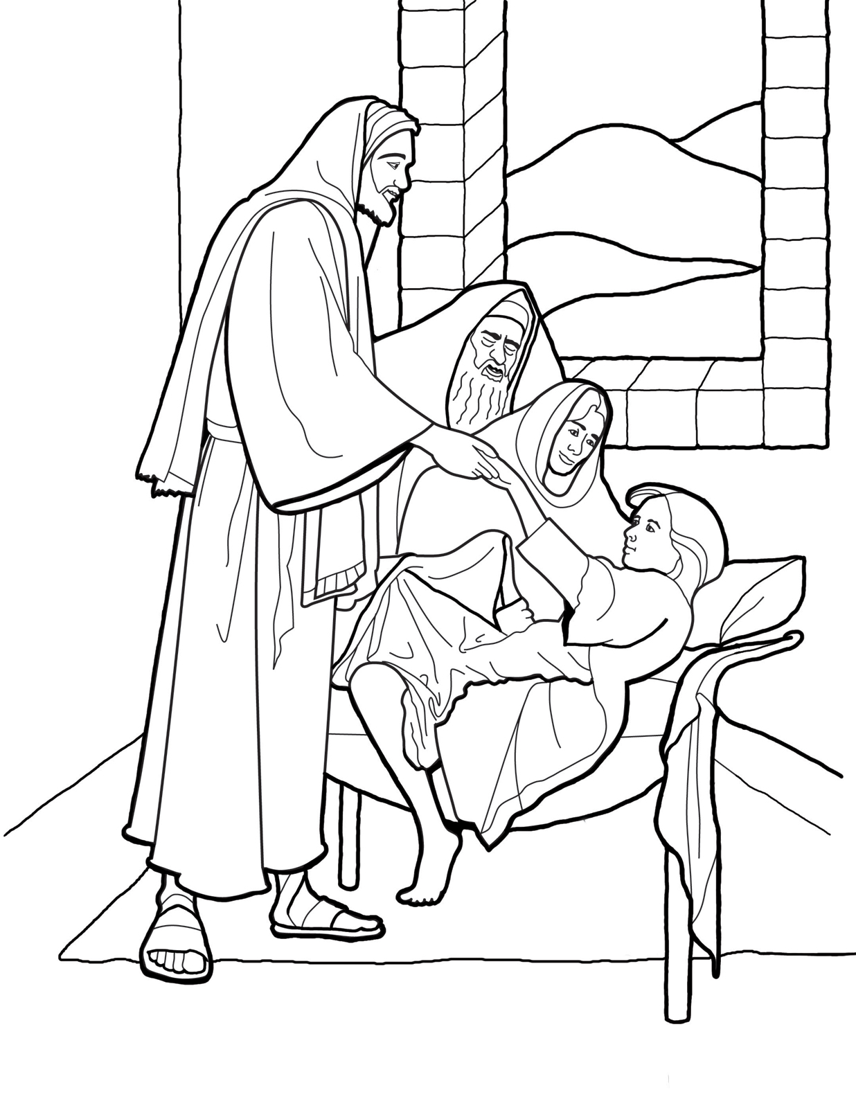 1236x1600 Christ Raising The Daughter Of Jairus Coloring Page