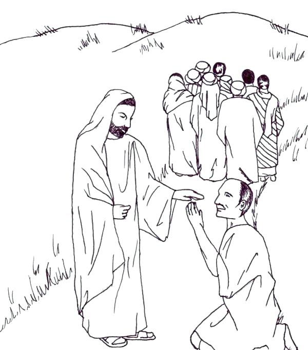 600x682 Sick Coloring Pages Heals The Lepers In Miracles Of Coloring Page