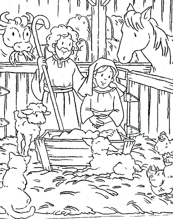 600x757 Baby Jesus Manger Scene Coloring Page Pages