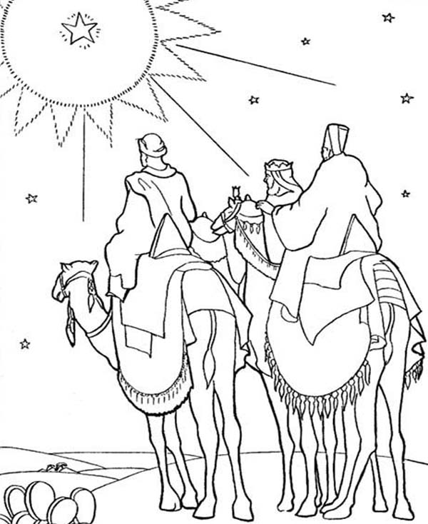 600x734 Three Kings Heading To Place Where Jesus Was Born Coloring Pages