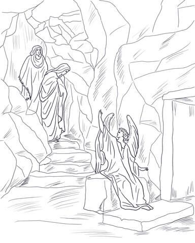 384x480 Angel Tells The Women That Jesus Has Risen Coloring Page