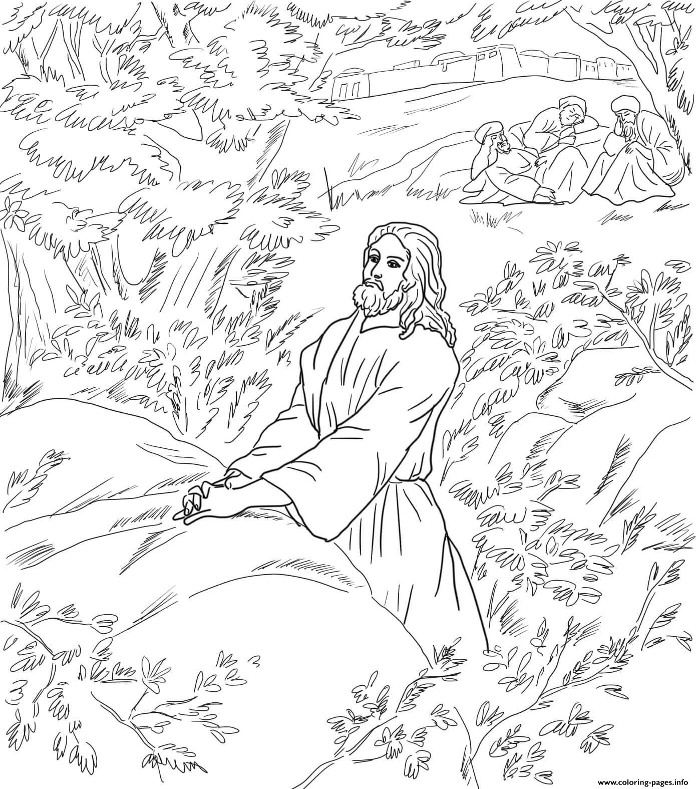 1390x1575 Good Friday Jesus Pray In The Garden Of Gethsemane Coloring