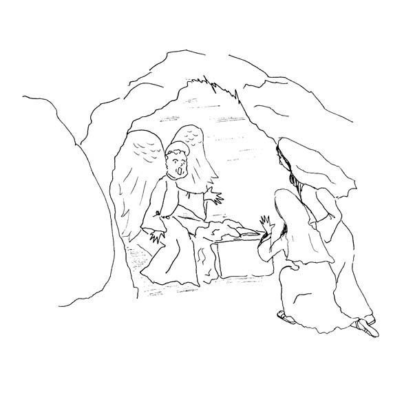 600x574 Cave Where Jesus Buried In Jesus Resurrection Coloring Page