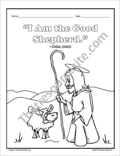 390x506 Jesus The Good Shepherd Coloring Sheet