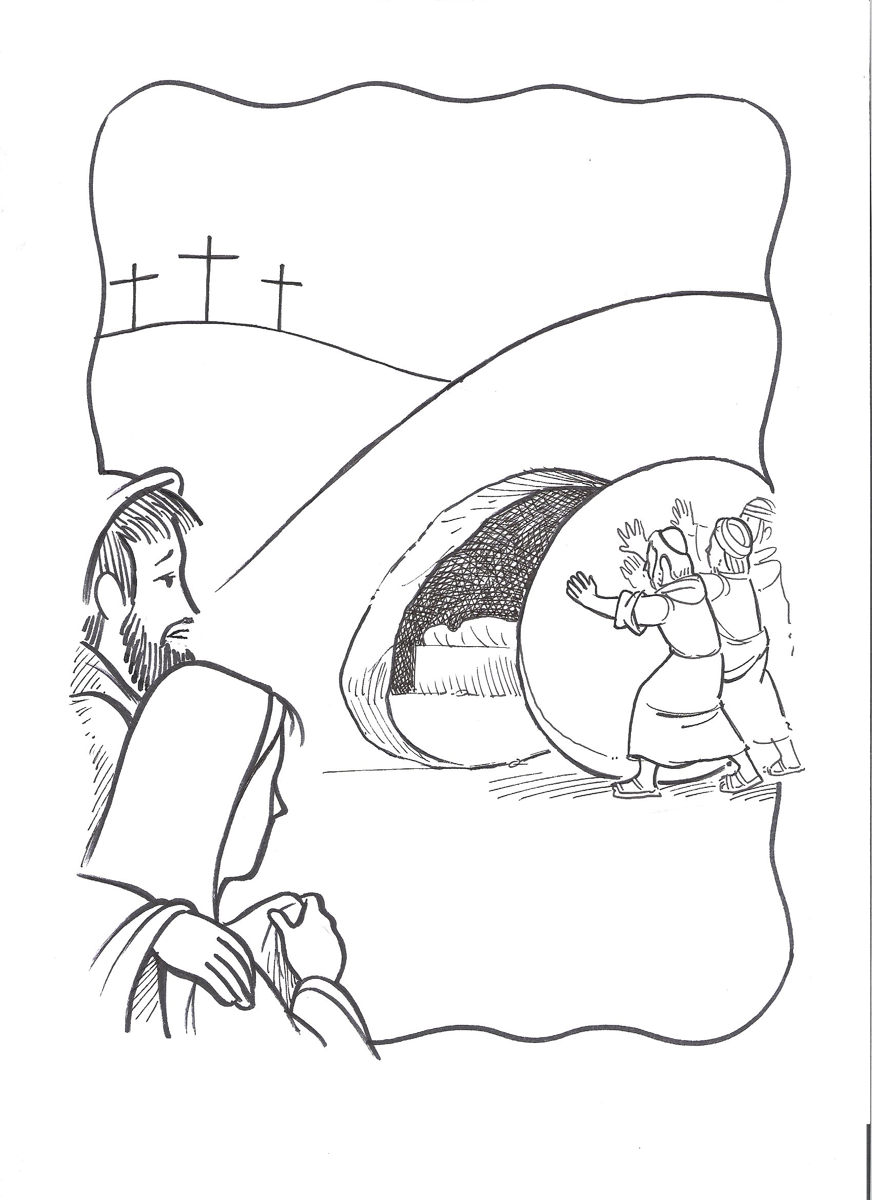 1700x2338 Jesus Burial Tomb Coloring Pag