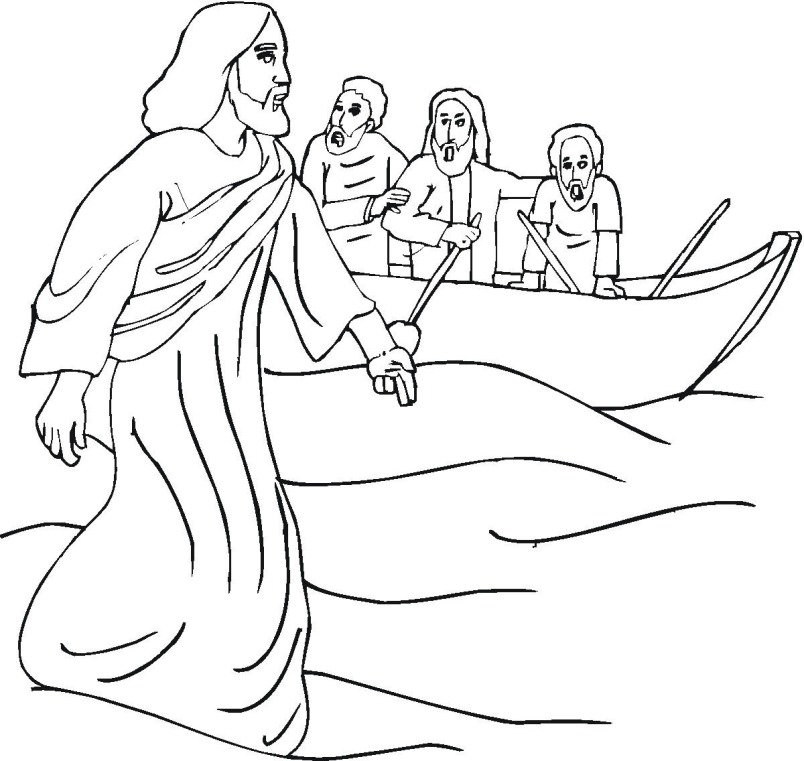804x761 Jesus Walks On Water Coloring Pages