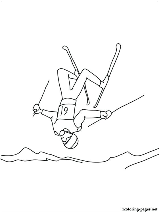 560x750 Skiing Coloring Page