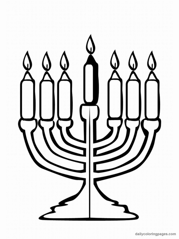 600x800 Jewish Menorah Coloring Page
