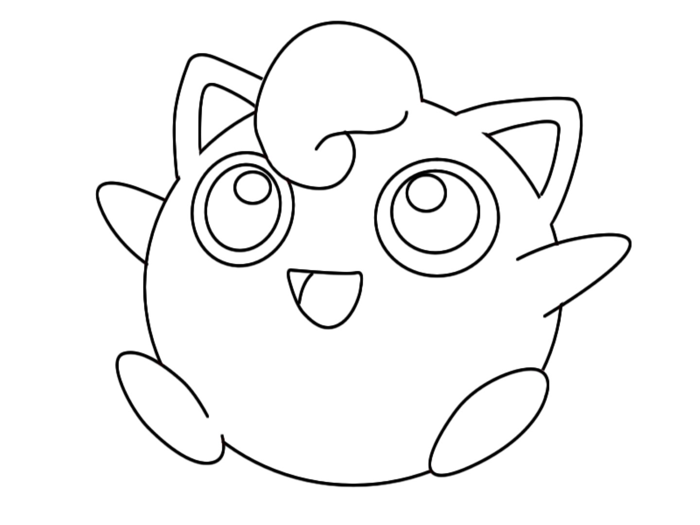 1440x1080 Happy Jigglypuff Coloring Page
