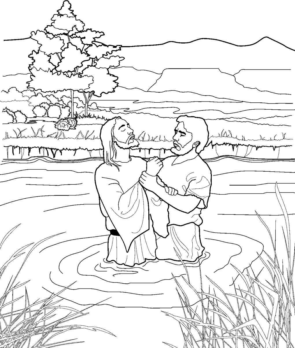 1020x1200 John Baptizing Jesus Coloring Page