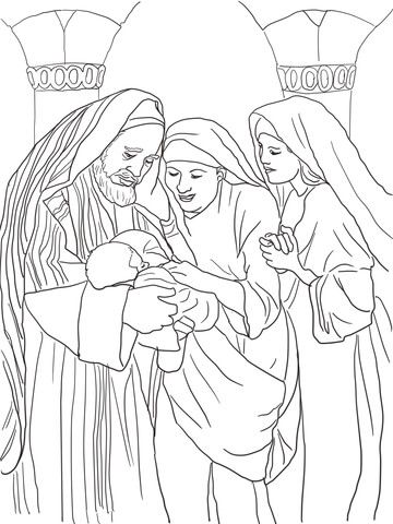 360x480 Zechariah, Elizabeth And Baby John The Baptist Coloring Page