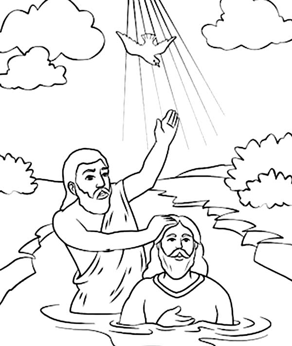 600x711 Jesus Baptism Coloring Pages Endearing John The Baptist Coloring