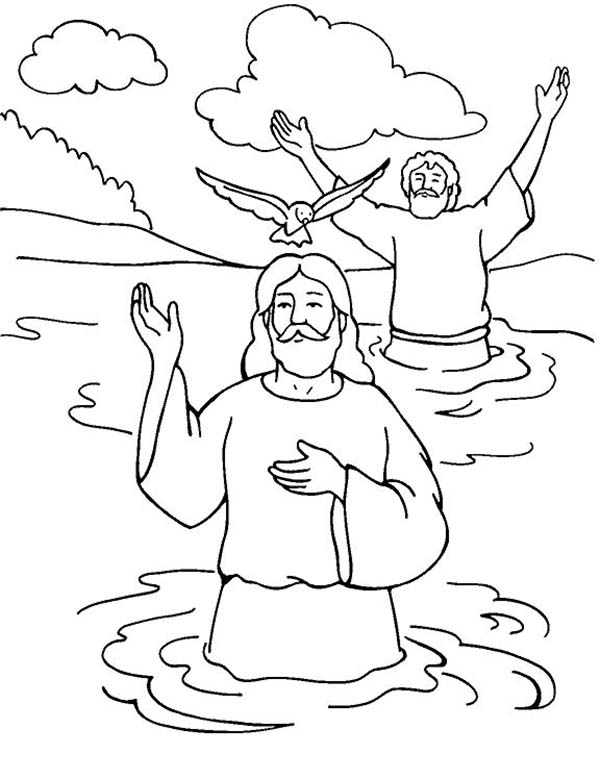 600x779 Jesus Baptism With Holy Spirit In John The Baptist Coloring Page