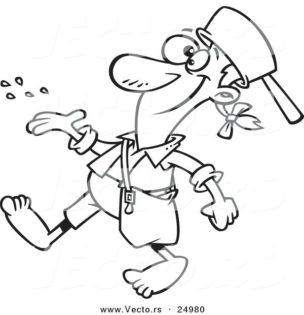 600x620 Johnny Appleseed Coloring Pages Vector Of A Cartoon Johnny Tossing