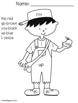 263x350 Johnny Appleseed Sight Word Coloring Sheet