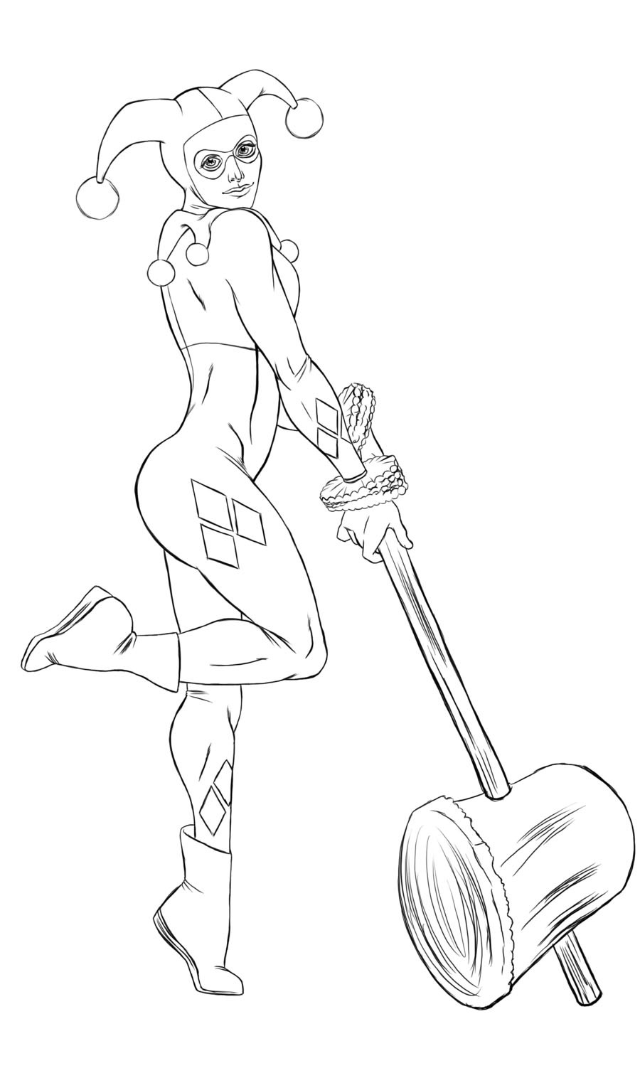 900x1509 Joker Coloring Pages With And Harley Quinn Ripping Page