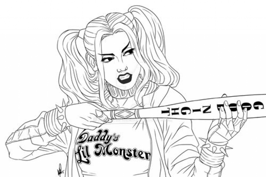 1024x681 Harleyquinn Printable Coloring Sheet
