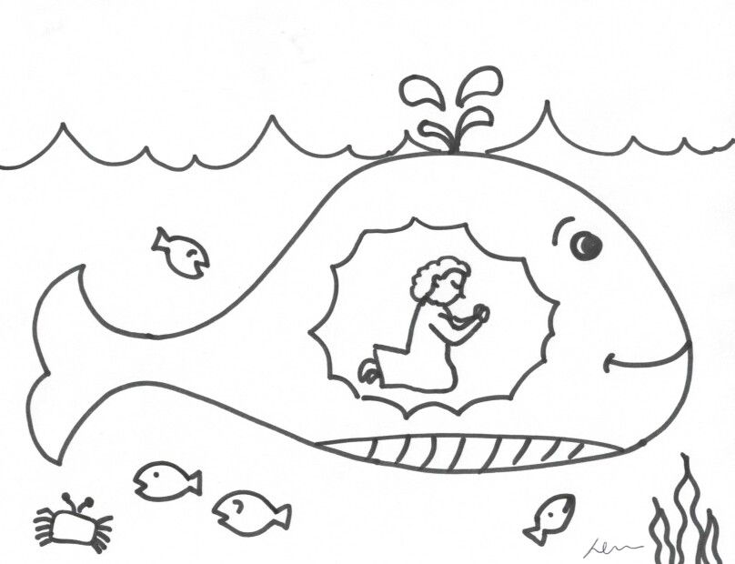 808x620 Jonah Praying In The Whale Coloring Print Out Bible Club
