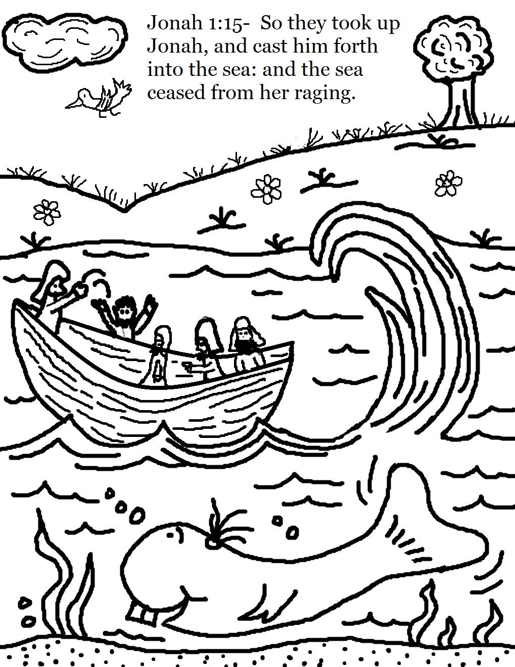 1019x1319 Marvelous Coloring Page Jonah Bible For Children Preschool Praying