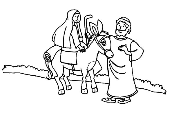 600x390 Mary And The Donkey And Joseph From Nazareth Coloring Pages Mary