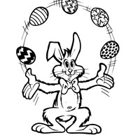 200x200 Easter Bunny Juggling Coloring Page