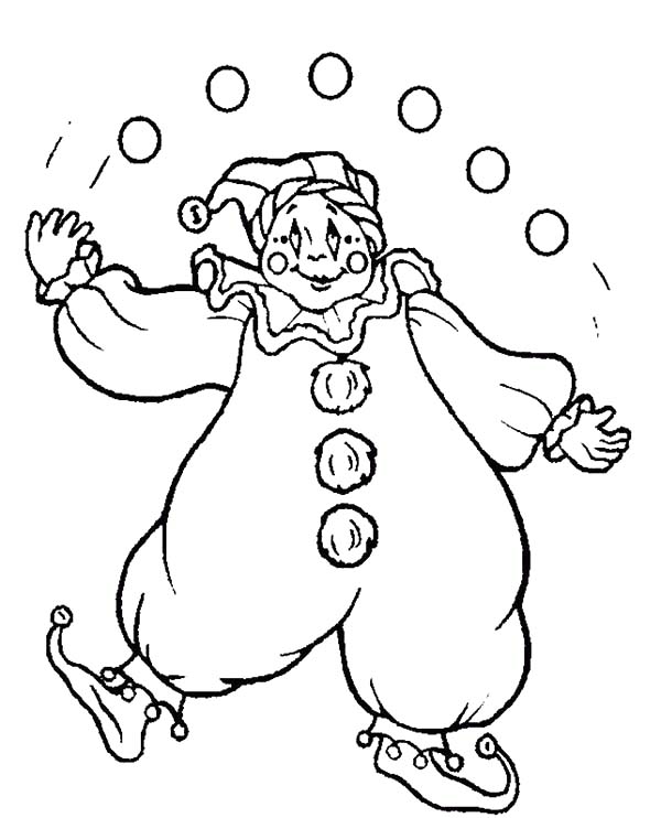600x742 Clown Juggling With Five Ball Coloring Page Color Luna