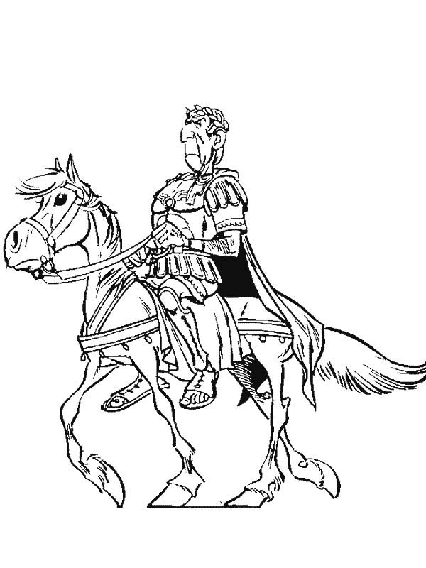 600x800 Julius Caesar Riding Horse In The Adventure Of Asterix Coloring