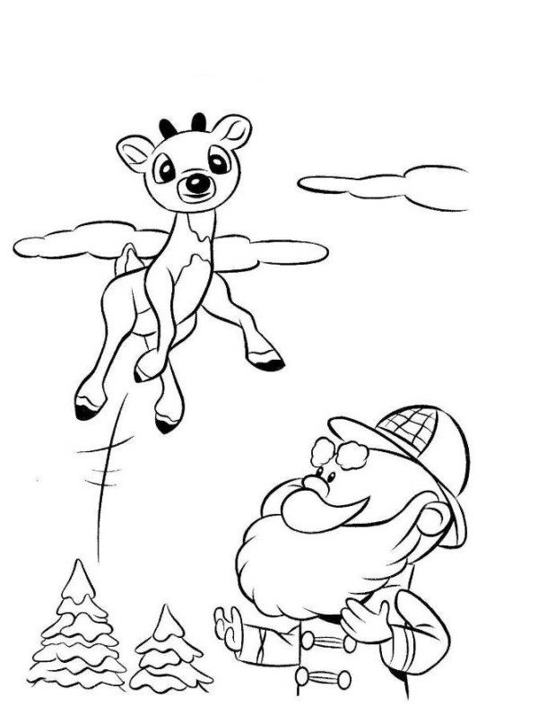 600x807 Rudolph Reindeer Jump Coloring Page
