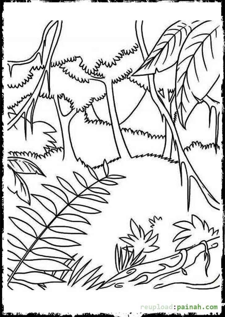 728x1024 Jungle Scene Coloring Pages