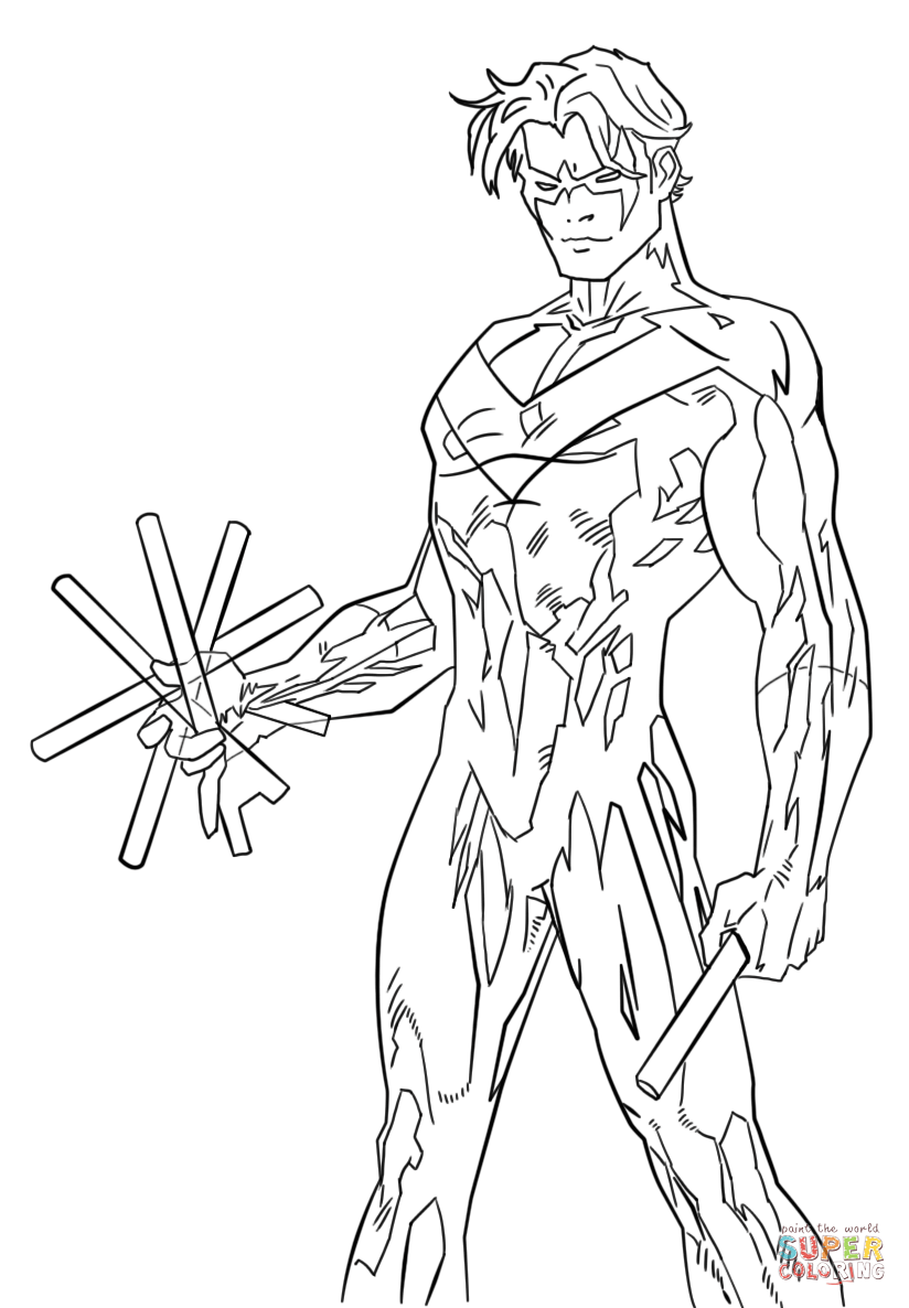824x1186 Young Justice Nightwing Coloring Page Free Printable Coloring