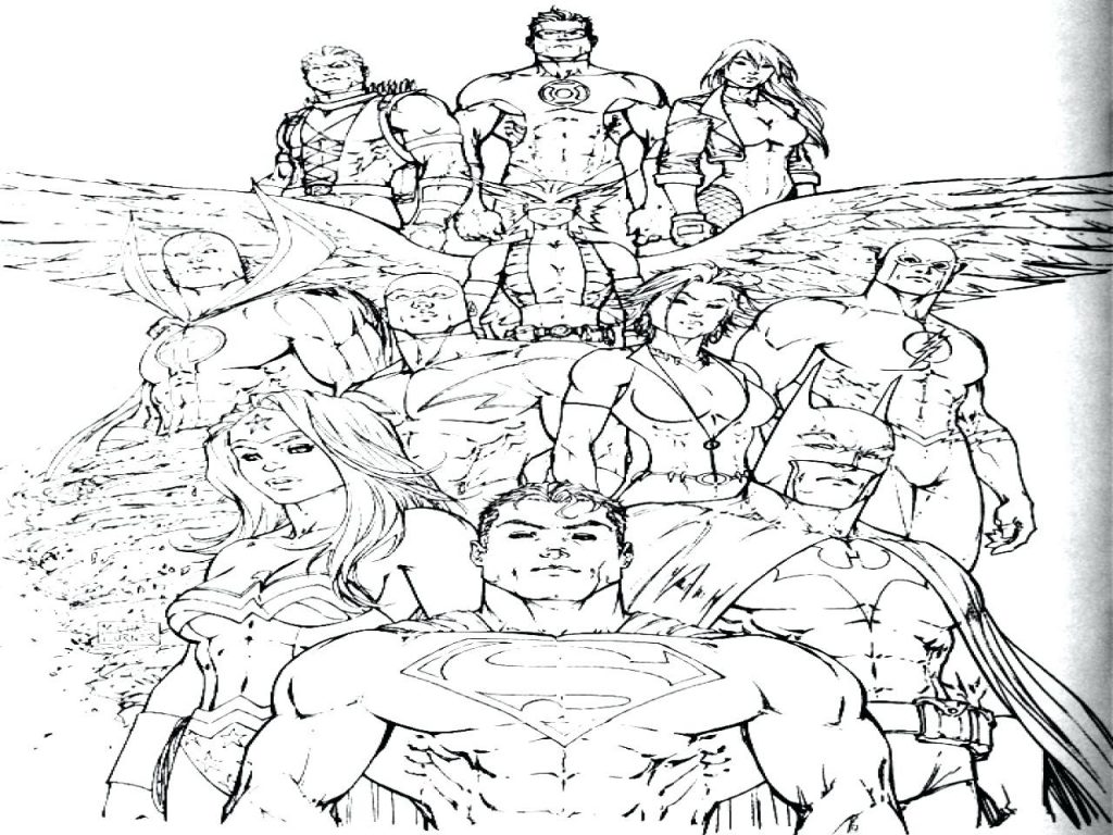 1024x768 Coloring Pages Justice League Coloring Pages Size Superhero Id