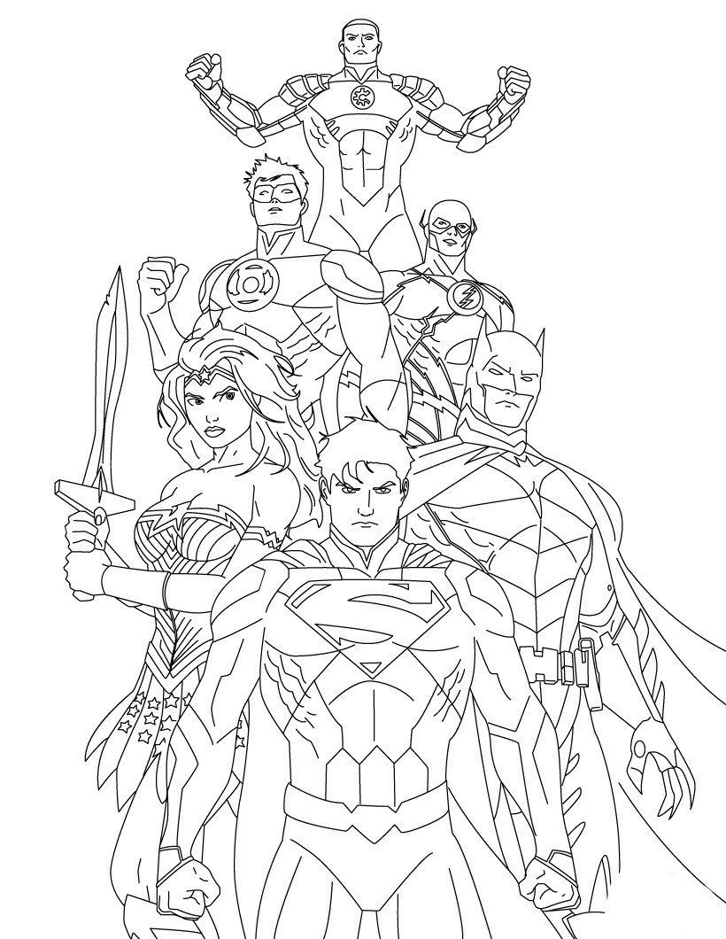820x1060 Justice League Cartoon Coloring Pages Printable Coloring Sheets