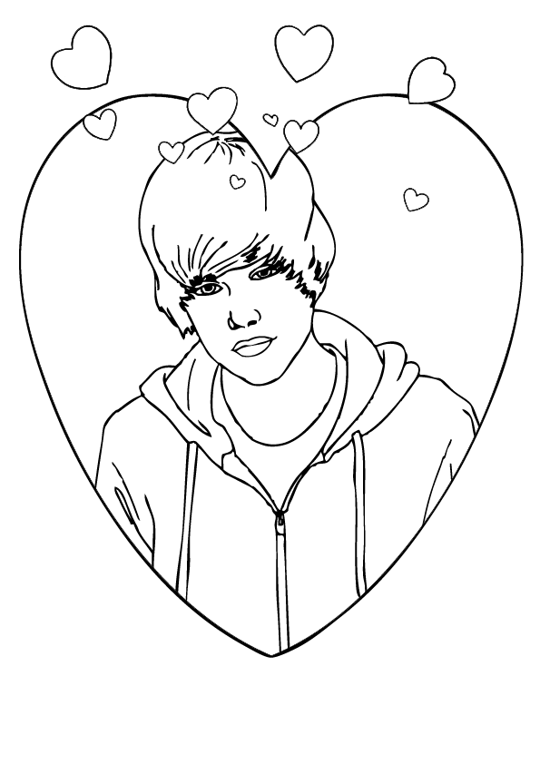 595x842 Coloring Page Of Justin Bieber Valentines Day