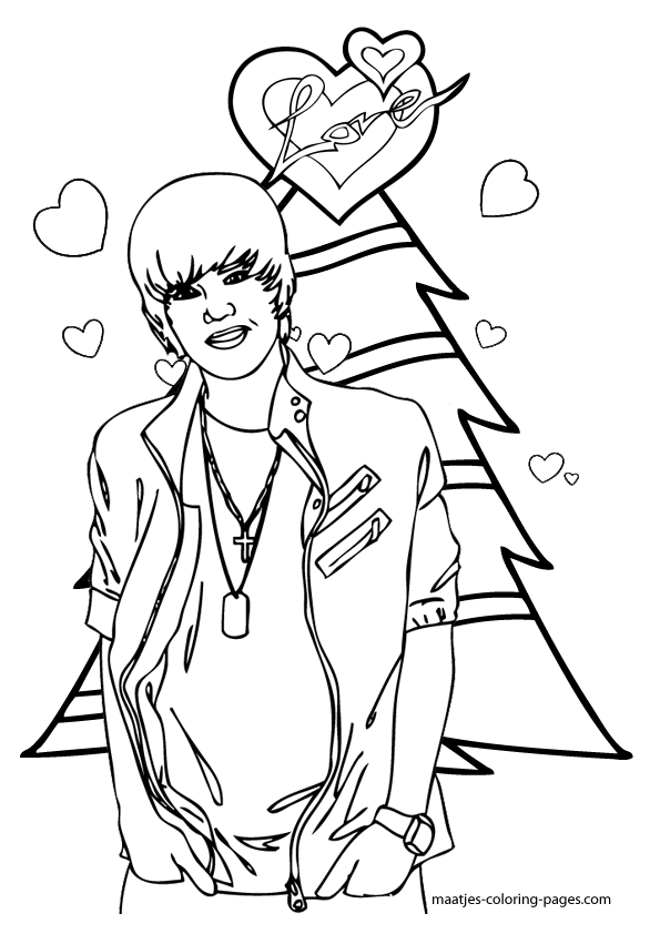 595x842 Justin Bieber Christmas Coloring Page