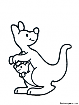 254x338 Free Printable Animal Kangaroo With Baby Coloring Pages For Kids
