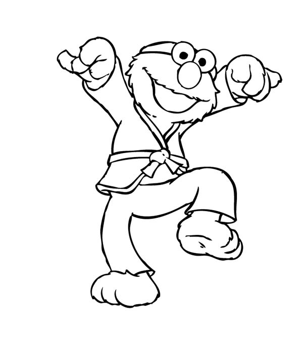 600x669 Elmo The Karate Kid Coloring Page