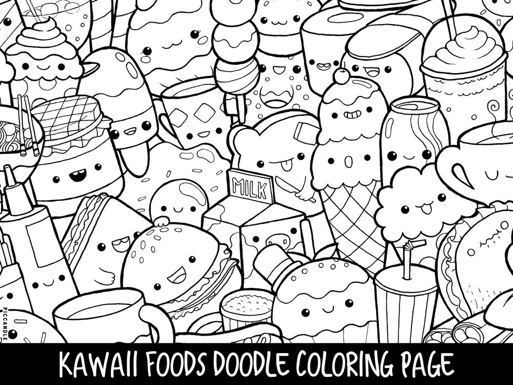 1000x750 Foods Doodle Coloring Page Printable Cutekawaii Coloring
