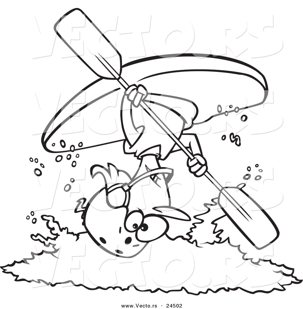 1024x1044 Vector Of A Cartoon Female Kayaker Doing A Flip Over White Water