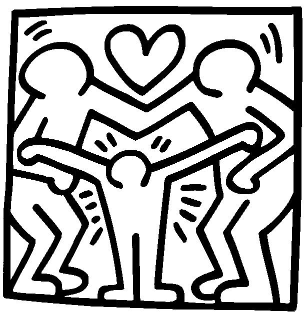 612x635 Coloring Pages Keith Haring Drawing Keith Haring