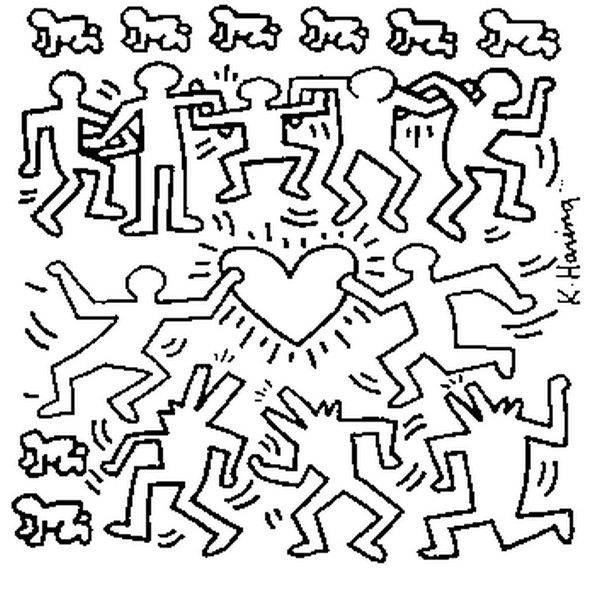 600x590 Coloring Page Keith Haring Keith Haring Keith