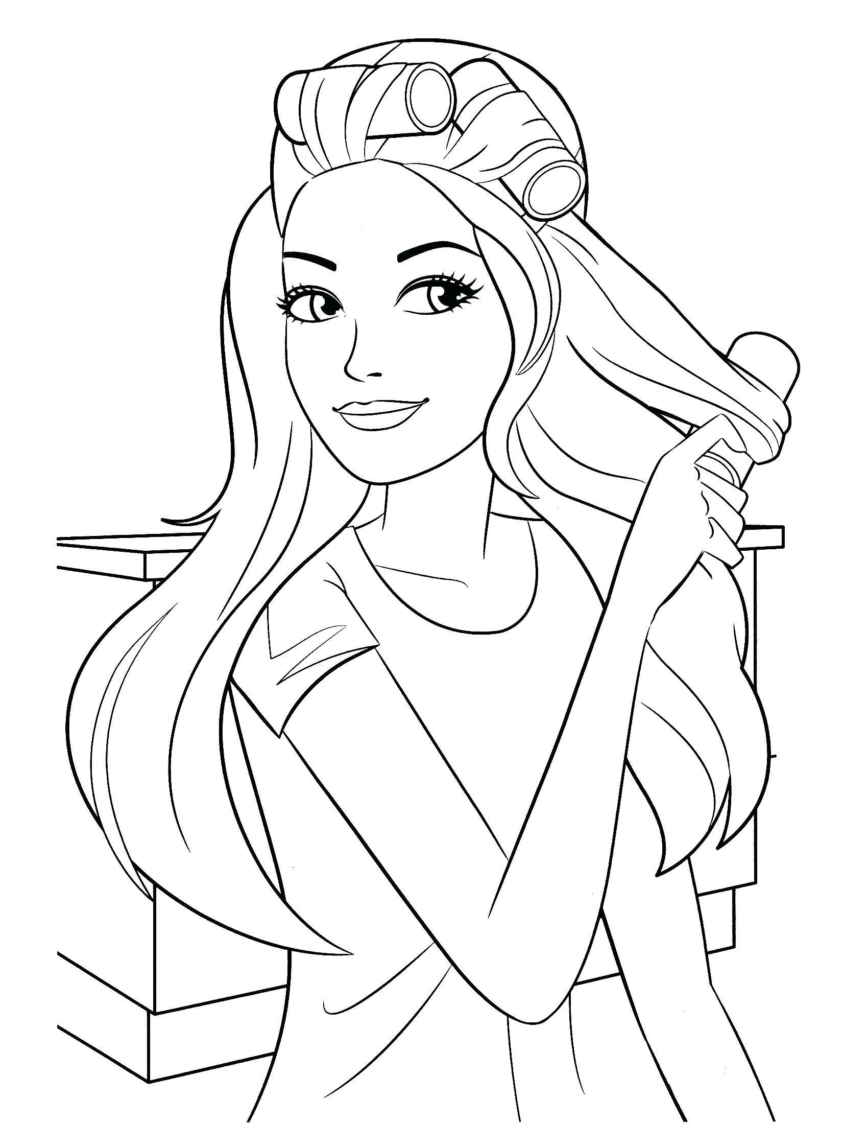 1700x2200 Coloring Page Printable Barbie Coloring Pages Doll Dancing Free