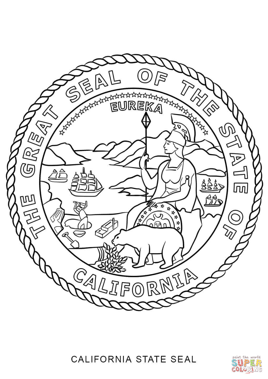 1020x1440 California State Seal Coloring Page To Symbols Pages
